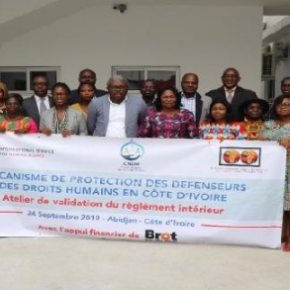 Atelier de validation du règlement intérieur du mécanisme de protection des Défenseurs des Droits Humains en Côte d’Ivoire Atelier de validation du règlement intérieur du mécanisme de protection des Défenseurs des Droits Humains en Côte d’Ivoire